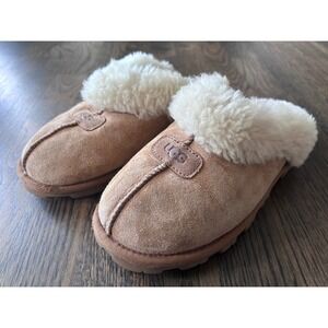 UGG Coquette Suede Sheepskin Slippers Chestnut 5125 Womens Size 7.5 Mules
